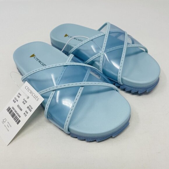 J Crew Crewcuts Little Girl K12 Slip On Pool Clear Jelly Sandals in Blue $45 223 - Picture 1 of 9